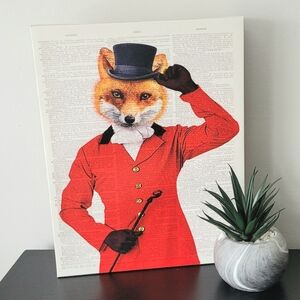 Red Fox Art Print with Top Hat